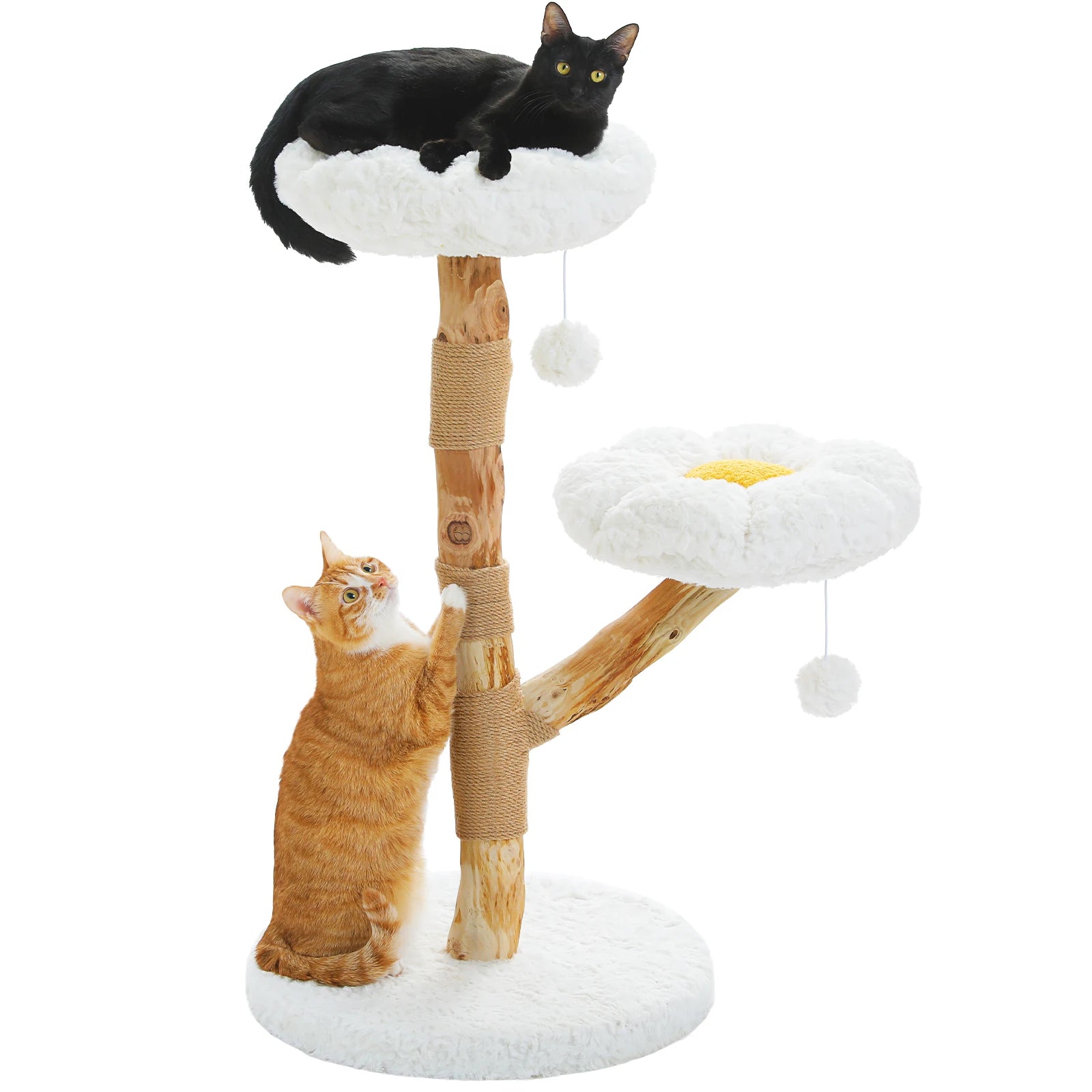 Wood Flower Cat Tree with 2 Perches