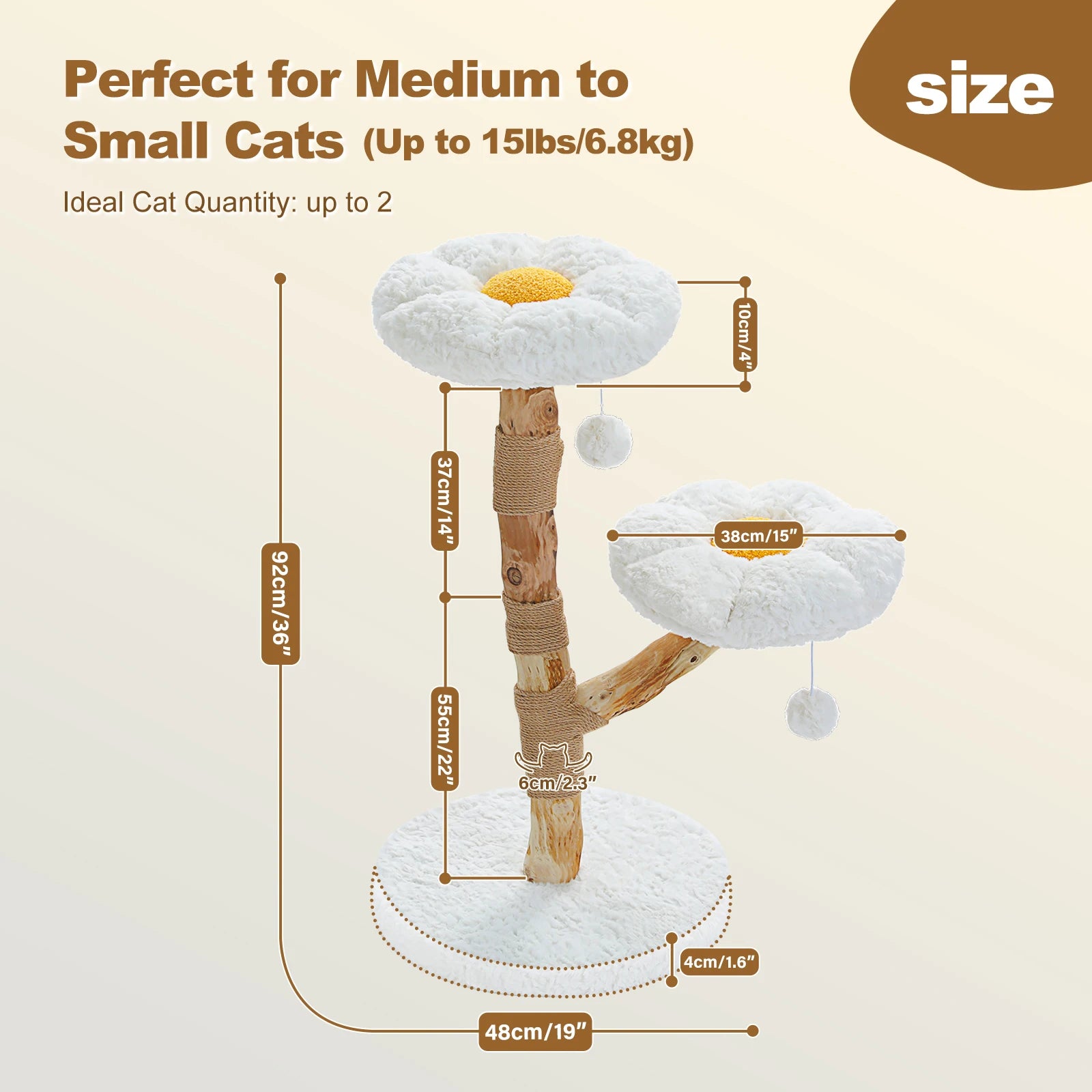 Wood Flower Cat Tree with 2 Perches