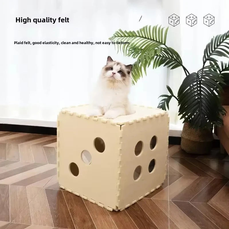 Splicing Felt Cat Nest Dice-shape Cat House